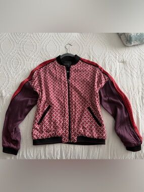 Scotch & Soda Red Patterned Bomber Jacket with Black Trim